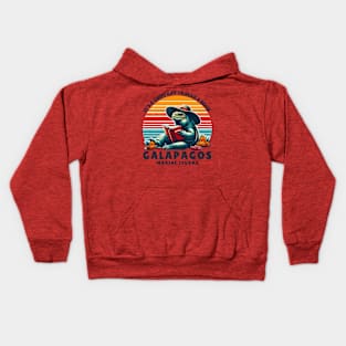 Galapagos marine iguana reading a book Kids Hoodie